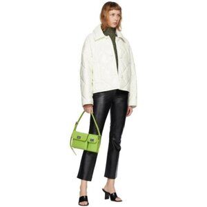 Stand Studio Faux-Leather Jacinda Puffy Jacket Size 34 US 2 XS Womens White $430